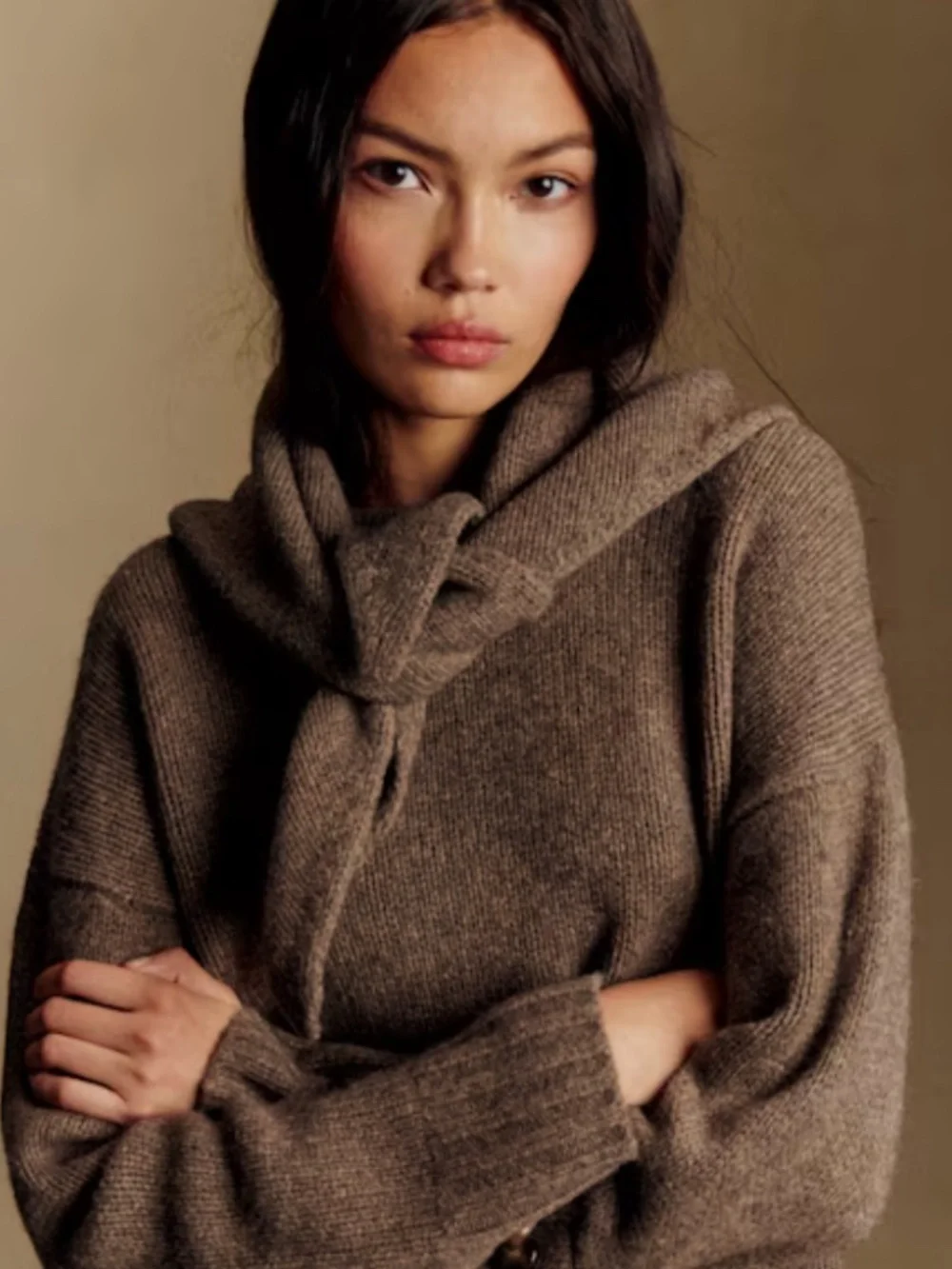Sezane | Scarf | Eli Scarf | Dark Taupe